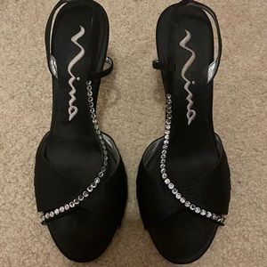 Nina Black Sparkle Heels
